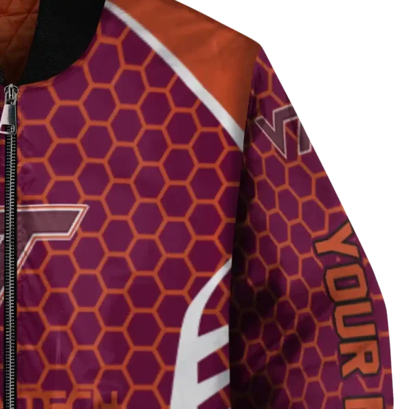 customized virginia tech hokies hexagon grid maroon bomber jacket premium grade
