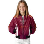 customized virginia tech hokies hexagon grid maroon bomber jacket best selling