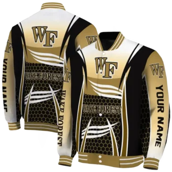 customized wake forest demon deacons mesh effect gold black varsity jacket fashion forward.webp
