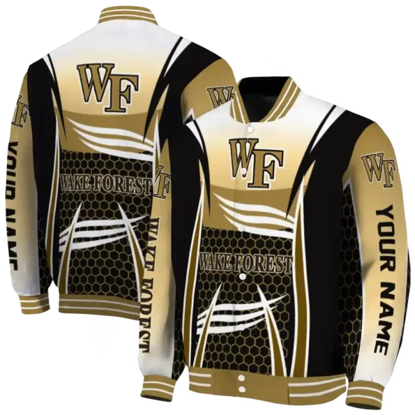 customized wake forest demon deacons mesh effect gold black varsity jacket fashion forward.webp