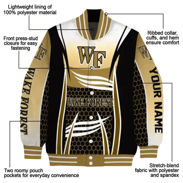 customized wake forest demon deacons mesh effect gold black varsity jacket new arrival.webp