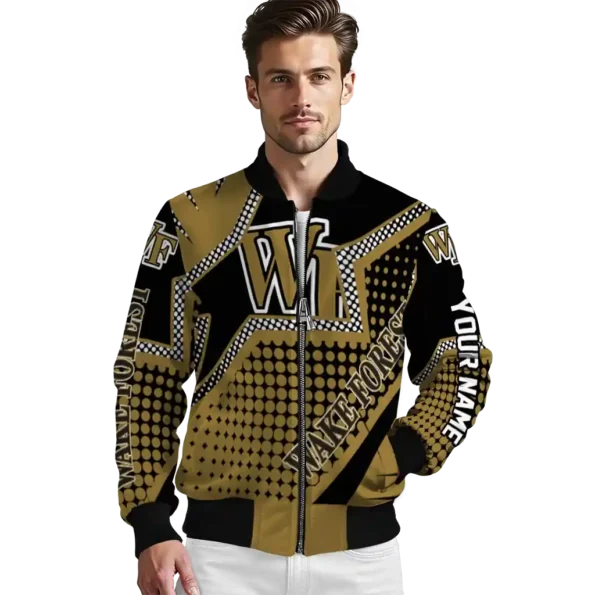 customized wake forest demon deacons star burst gold bomber jacket high quality
