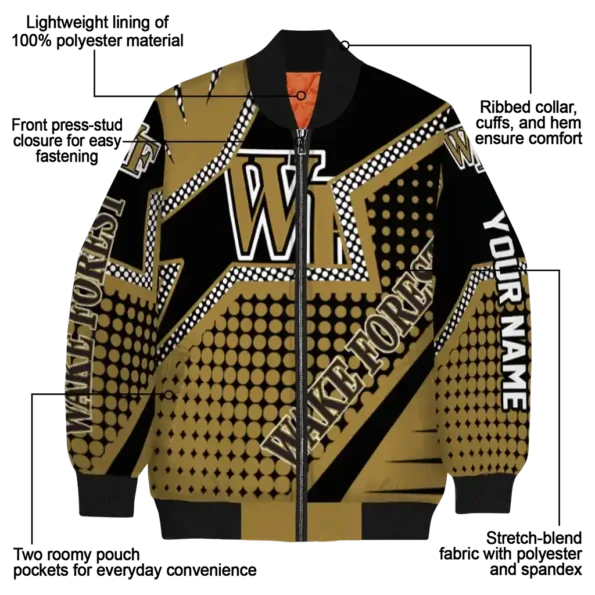 customized wake forest demon deacons star burst gold bomber jacket new arrival