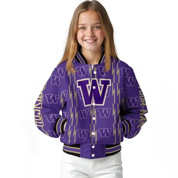 customized washington huskies bolt stripe purple varsity jacket top rated.webp