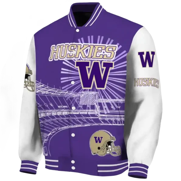 customized washington huskies ferris arena purple white varsity jacket best selling.webp