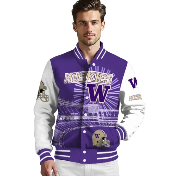 customized washington huskies ferris arena purple white varsity jacket high quality.webp