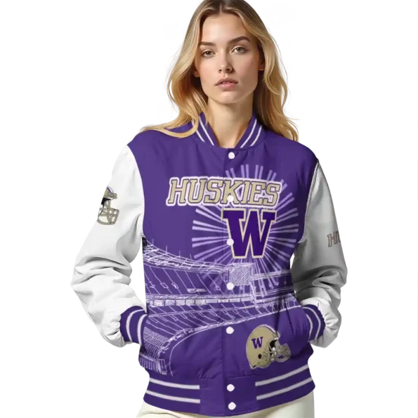 customized washington huskies ferris arena purple white varsity jacket latest model.webp