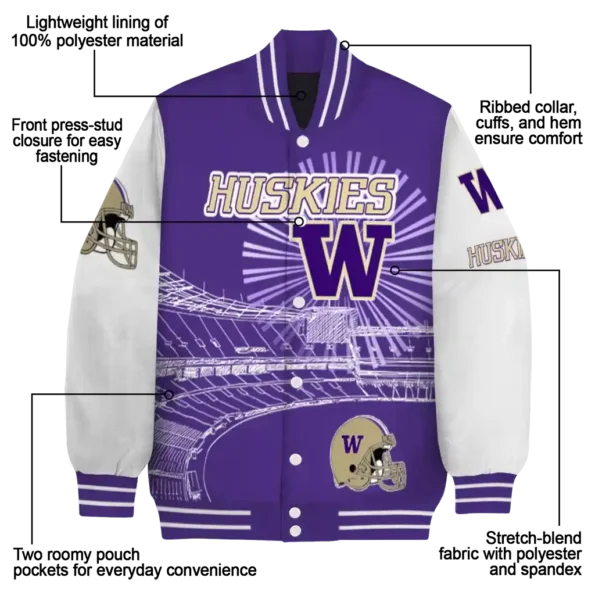customized washington huskies ferris arena purple white varsity jacket new arrival.webp