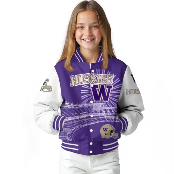 customized washington huskies ferris arena purple white varsity jacket top rated.webp