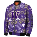customized washington huskies pyramid shapes purple bomber jacket best selling