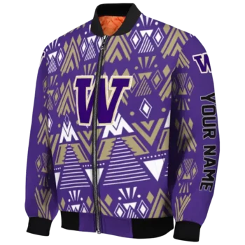 customized washington huskies pyramid shapes purple bomber jacket best selling