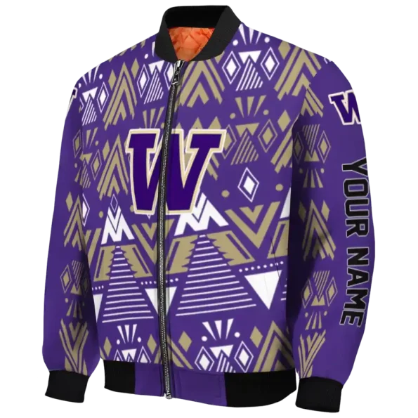 customized washington huskies pyramid shapes purple bomber jacket best selling