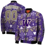 customized washington huskies pyramid shapes purple bomber jacket best selling