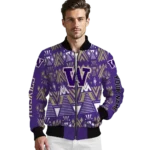 customized washington huskies pyramid shapes purple bomber jacket best selling