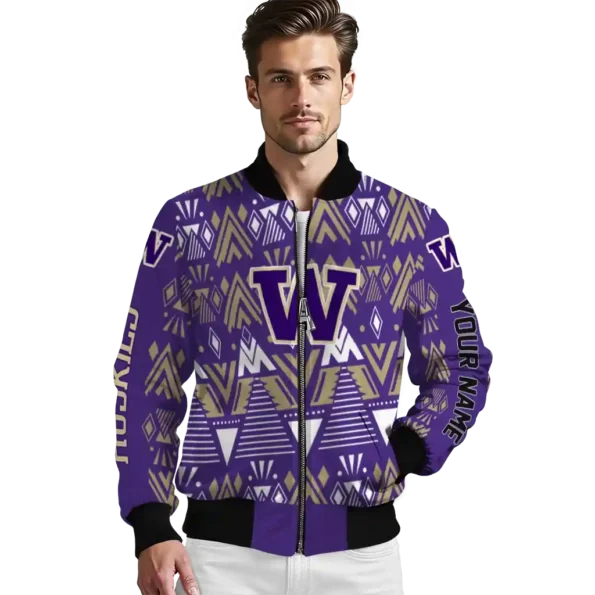 customized washington huskies pyramid shapes purple bomber jacket high quality
