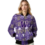 customized washington huskies pyramid shapes purple bomber jacket best selling
