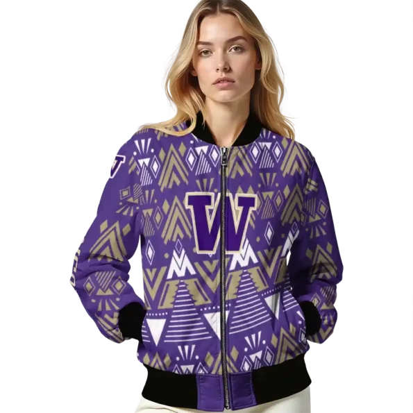 customized washington huskies pyramid shapes purple bomber jacket latest model