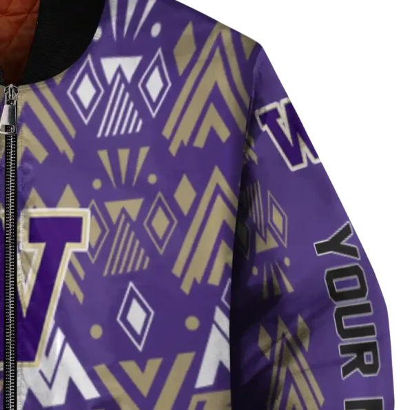 customized washington huskies pyramid shapes purple bomber jacket premium grade