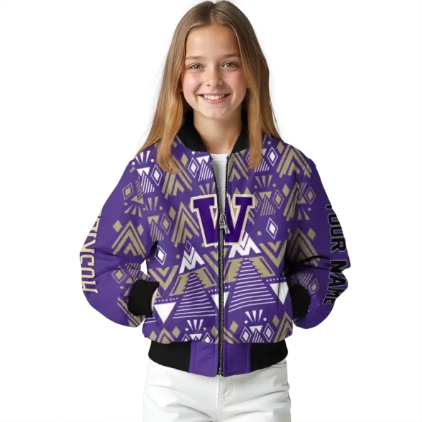 customized washington huskies pyramid shapes purple bomber jacket top rated