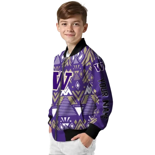 customized washington huskies pyramid shapes purple bomber jacket trendy