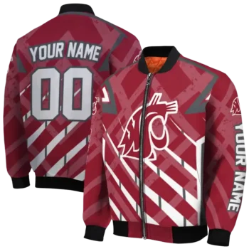 customized washington state cougars chevron angles crimson bomber jacket fashion forward