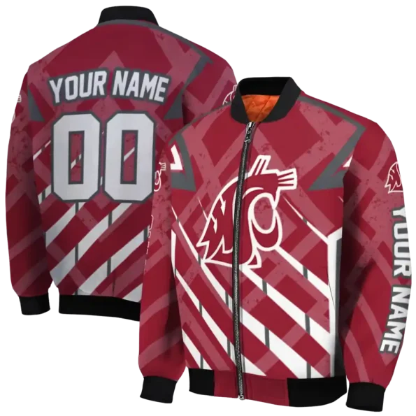 customized washington state cougars chevron angles crimson bomber jacket fashion forward