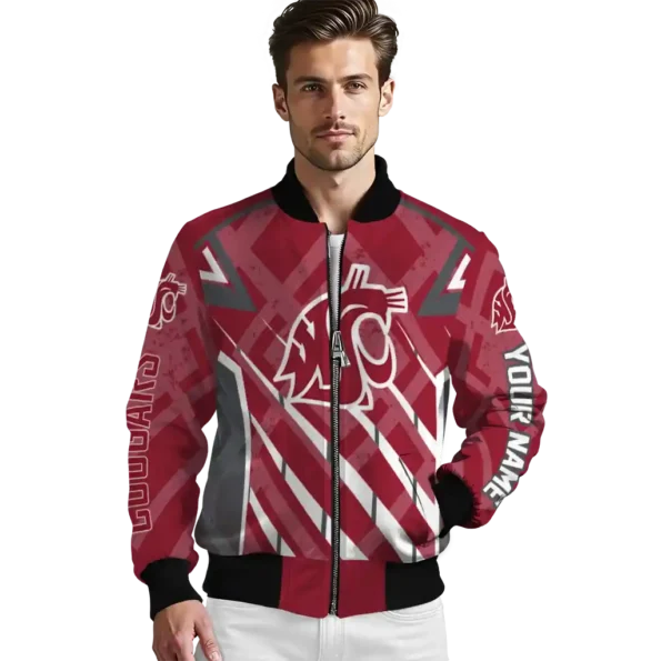 customized washington state cougars chevron angles crimson bomber jacket high quality