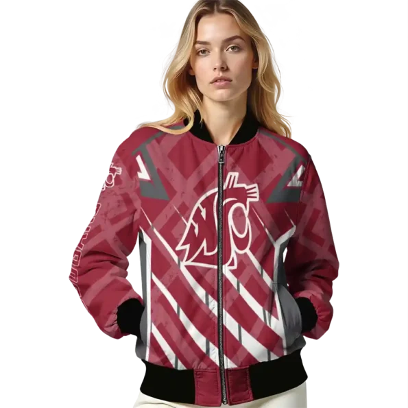 customized washington state cougars chevron angles crimson bomber jacket latest model