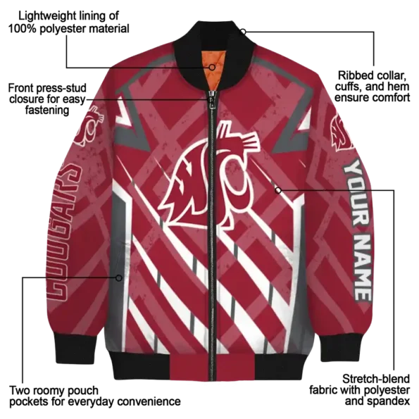 customized washington state cougars chevron angles crimson bomber jacket new arrival