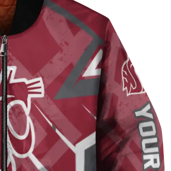 customized washington state cougars chevron angles crimson bomber jacket premium grade
