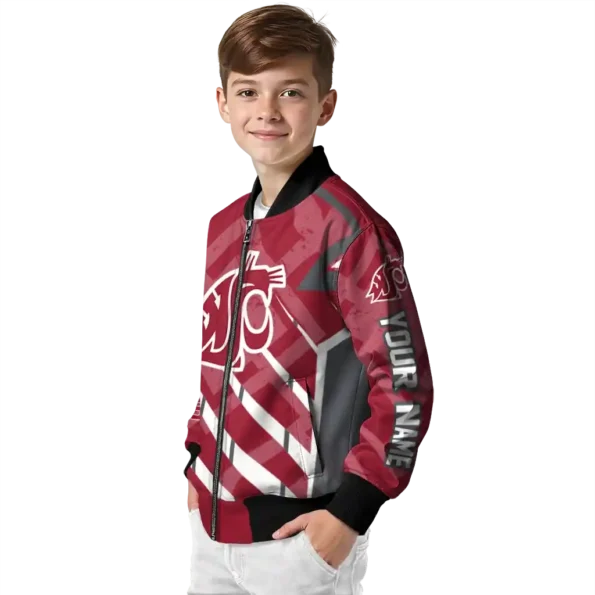 customized washington state cougars chevron angles crimson bomber jacket trendy