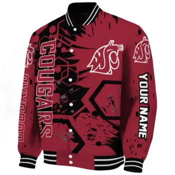 customized washington state cougars hexagon cluster crimson black varsity jacket best selling.webp