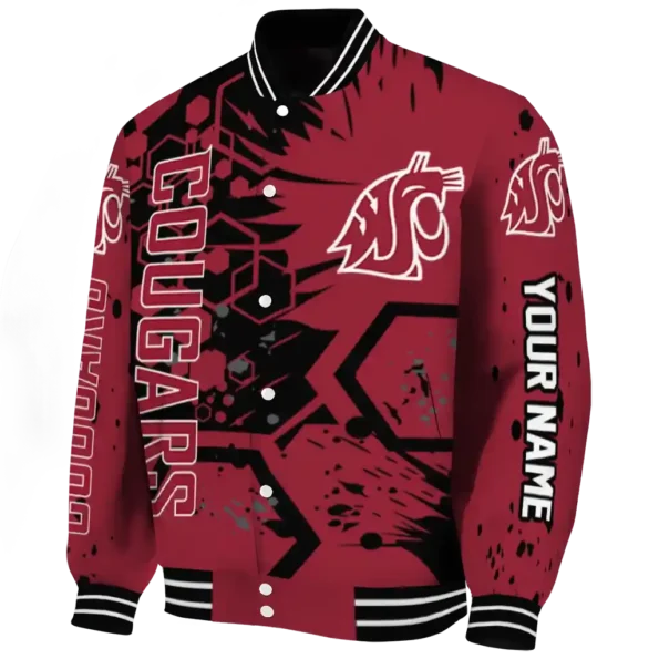 customized washington state cougars hexagon cluster crimson black varsity jacket best selling.webp