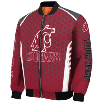 customized washington state cougars hexagon grid crimson bomber jacket best selling