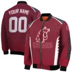 customized washington state cougars hexagon grid crimson bomber jacket best selling