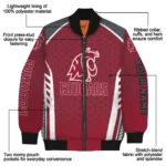 customized washington state cougars hexagon grid crimson bomber jacket best selling