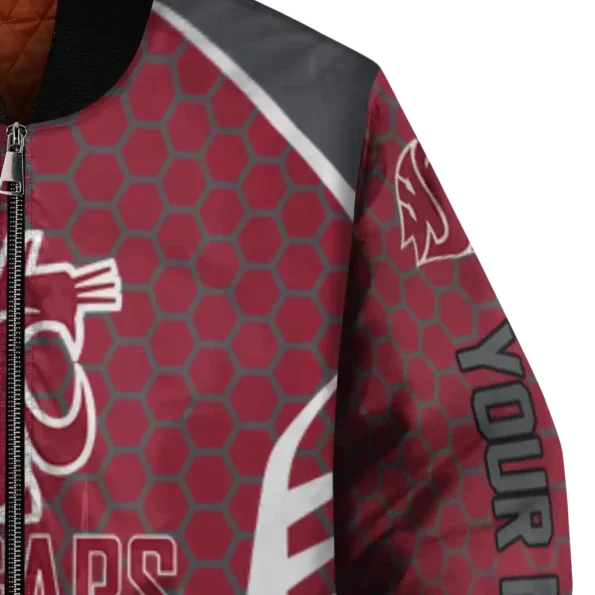 customized washington state cougars hexagon grid crimson bomber jacket premium grade