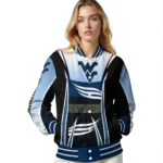 customized west virginia mountaineers mesh effect blue black varsity jacket best selling.webp