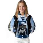 customized west virginia mountaineers mesh effect blue black varsity jacket best selling.webp