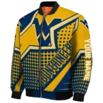 customized west virginia mountaineers star burst blue bomber jacket best selling