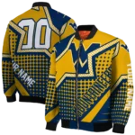 customized west virginia mountaineers star burst blue bomber jacket best selling