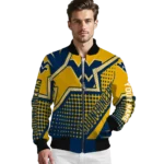 customized west virginia mountaineers star burst blue bomber jacket best selling
