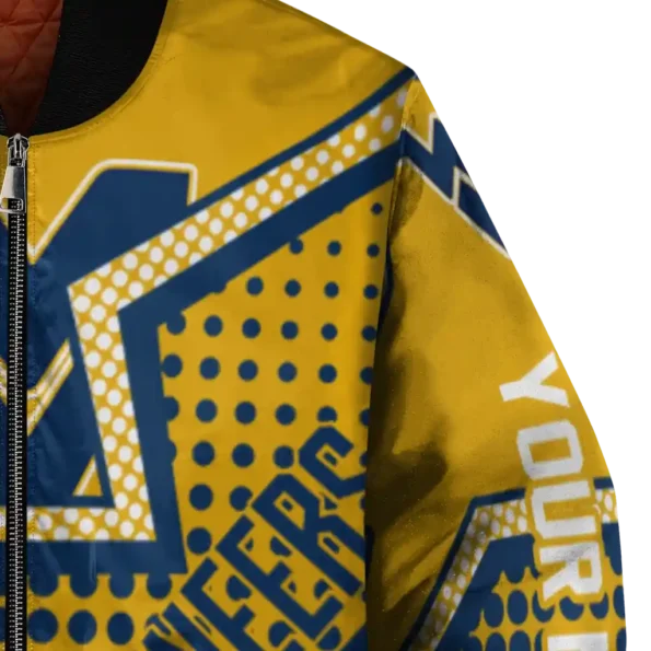 customized west virginia mountaineers star burst blue bomber jacket premium grade