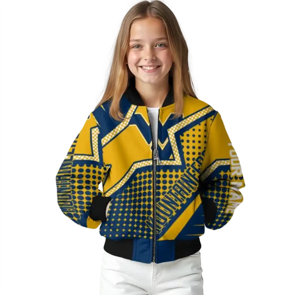 customized west virginia mountaineers star burst blue bomber jacket top rated