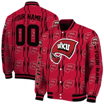 customized western kentucky hilltoppers bolt stripe red varsity jacket fashion forward.webp
