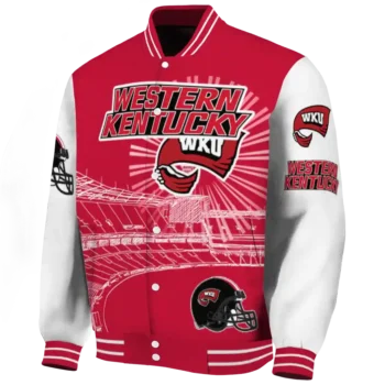 customized western kentucky hilltoppers ferris arena red white varsity jacket best selling.webp