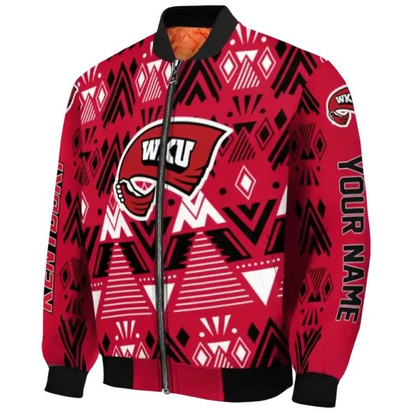 customized western kentucky hilltoppers pyramid shapes red bomber jacket best selling
