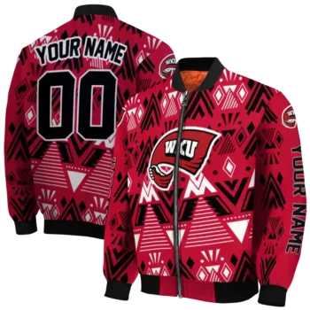 customized western kentucky hilltoppers pyramid shapes red bomber jacket fashion forward