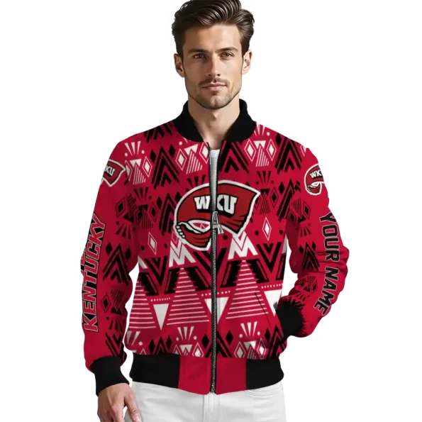 customized western kentucky hilltoppers pyramid shapes red bomber jacket high quality