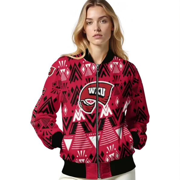 customized western kentucky hilltoppers pyramid shapes red bomber jacket latest model